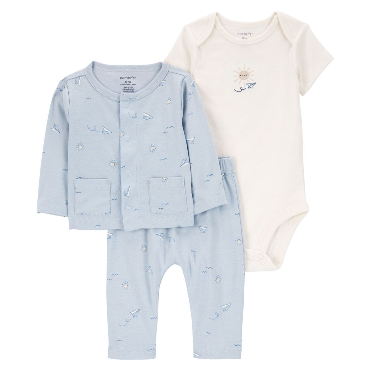 CARTER'S - Conjunto 3 piezas Pijama, Body y Patitas Bebé Niño Little Planet by Carter's