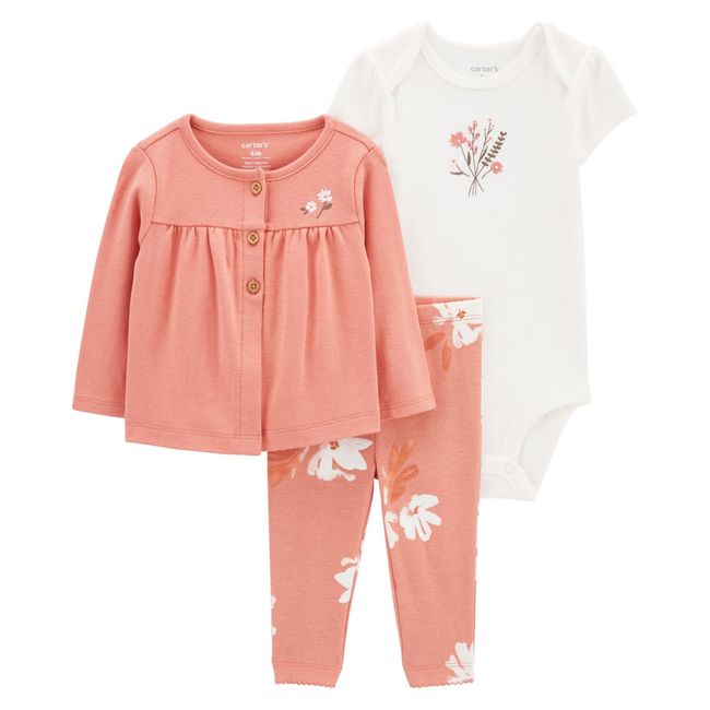 CARTER'S - Conjunto 3 piezas Chaleco, Calza y Body Bebé Niña Little Planet by Carter's