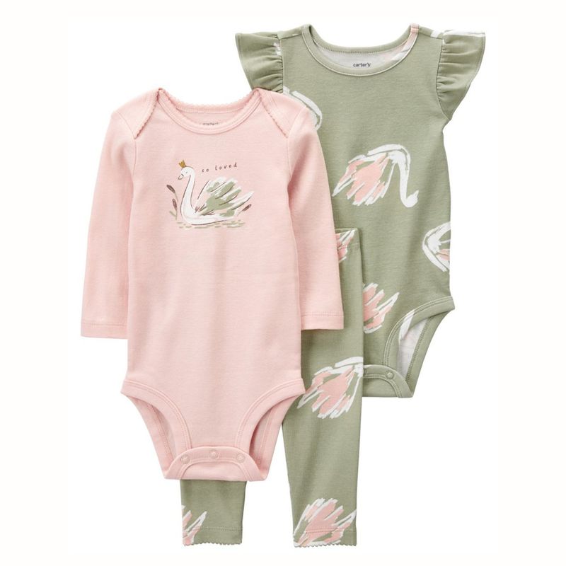 CARTER'S - Conjunto 3 Piezas Bodys y Calza Bebé Niña Carter's