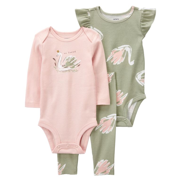 Conjunto 3 Piezas Calza y Dos Body Bebé Niña