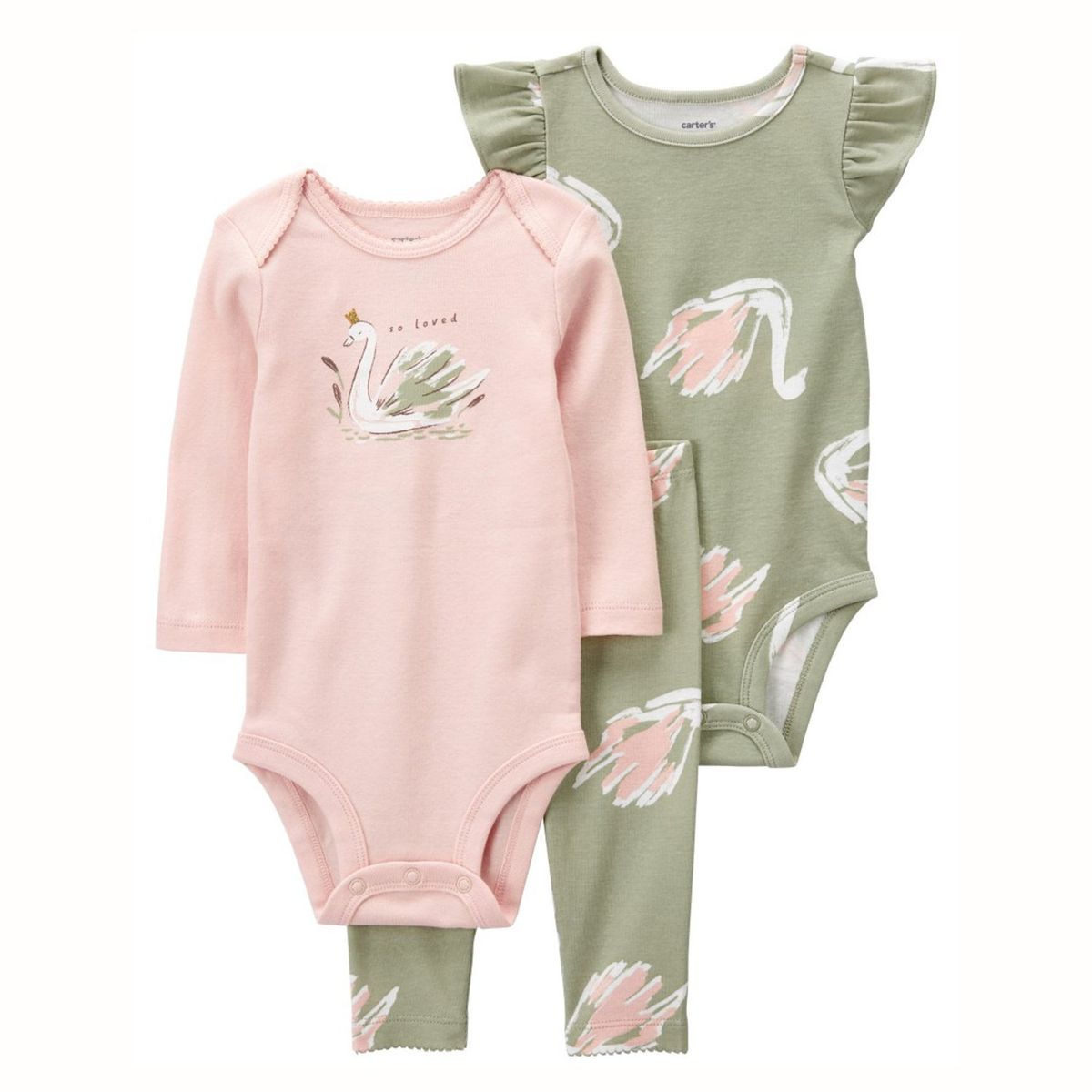 CARTER'S - Conjunto 3 Piezas Bodys y Calza Bebé Niña Carter's