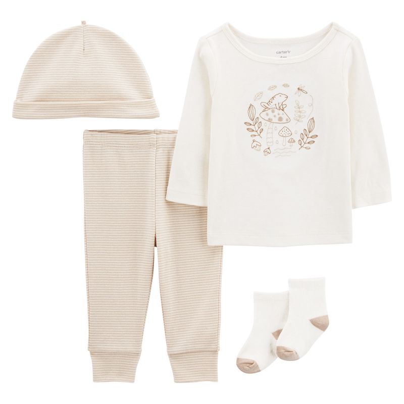 CARTER'S - Conjunto 4 Piezas Polera, Pantalón, Gorro Y Calcetines Unisex Bebé Little Planet by Carter's