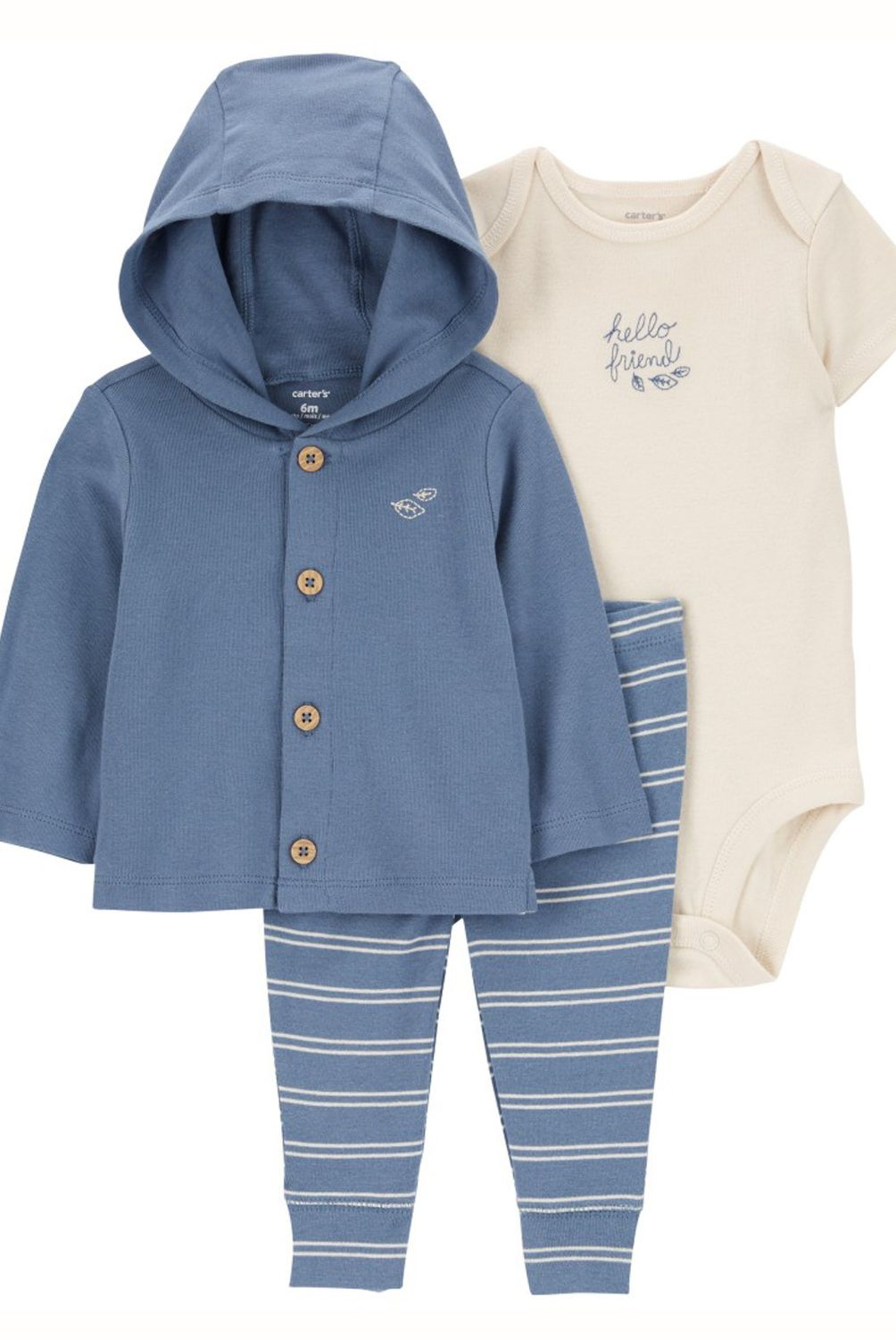 CARTER'S - Conjunto 3 Piezas Poleron Botones, Pantalon Y Body Bebé Niño Little Planet By Carter's