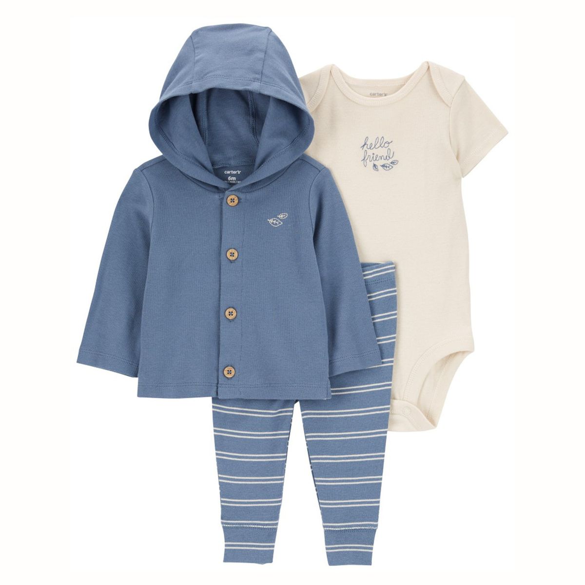 CARTER'S - Conjunto 3 Piezas Poleron Botones, Pantalon Y Body Bebé Niño Little Planet By Carter's