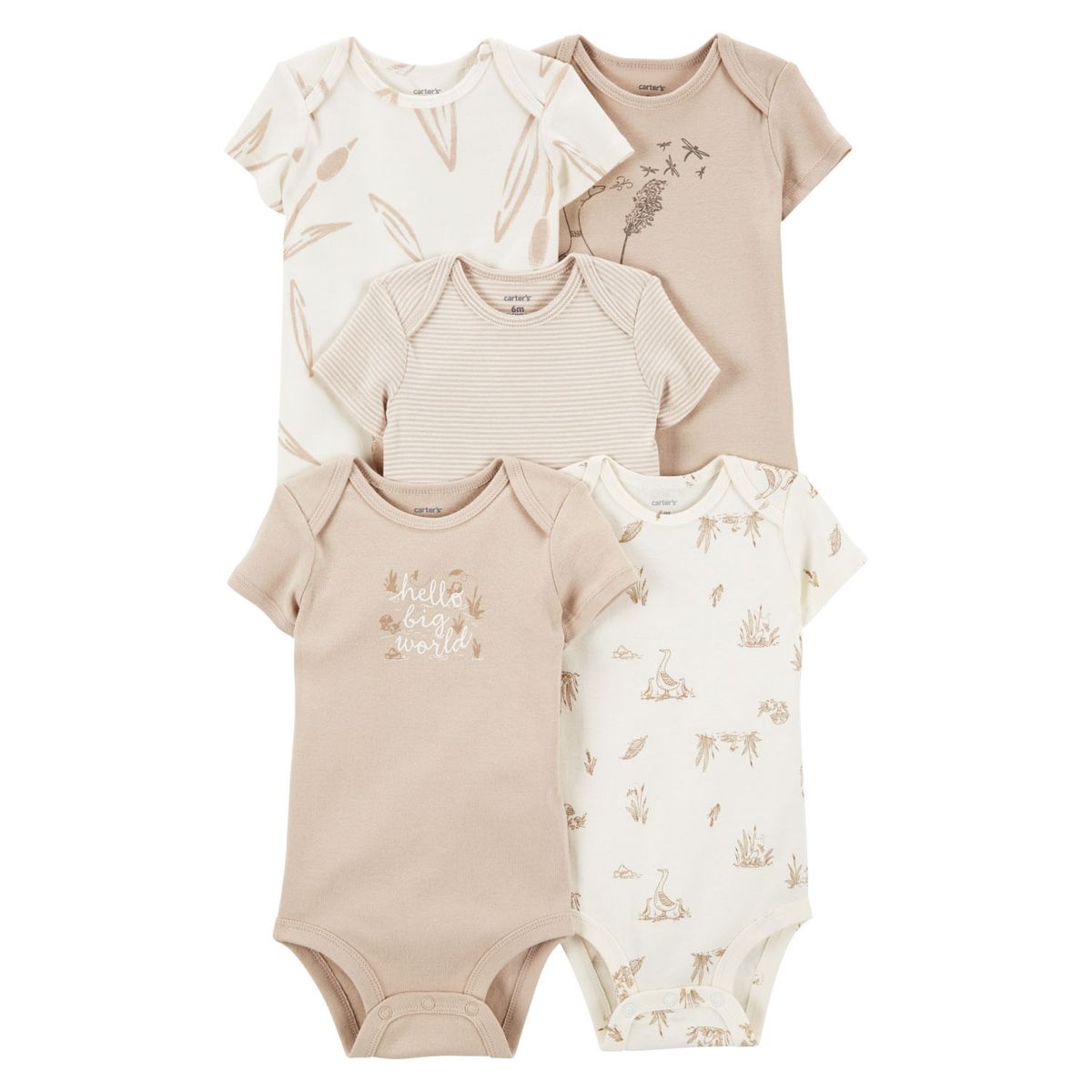 CARTER'S - Bodys Básicos Algodón Manga Corta Pack 5 Unidades Unisex Bebé Carter's