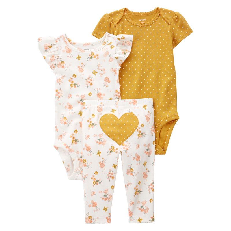 CARTER'S - Conjunto 3 Piezas Calza y Dos Body Bebé Niña Carter's