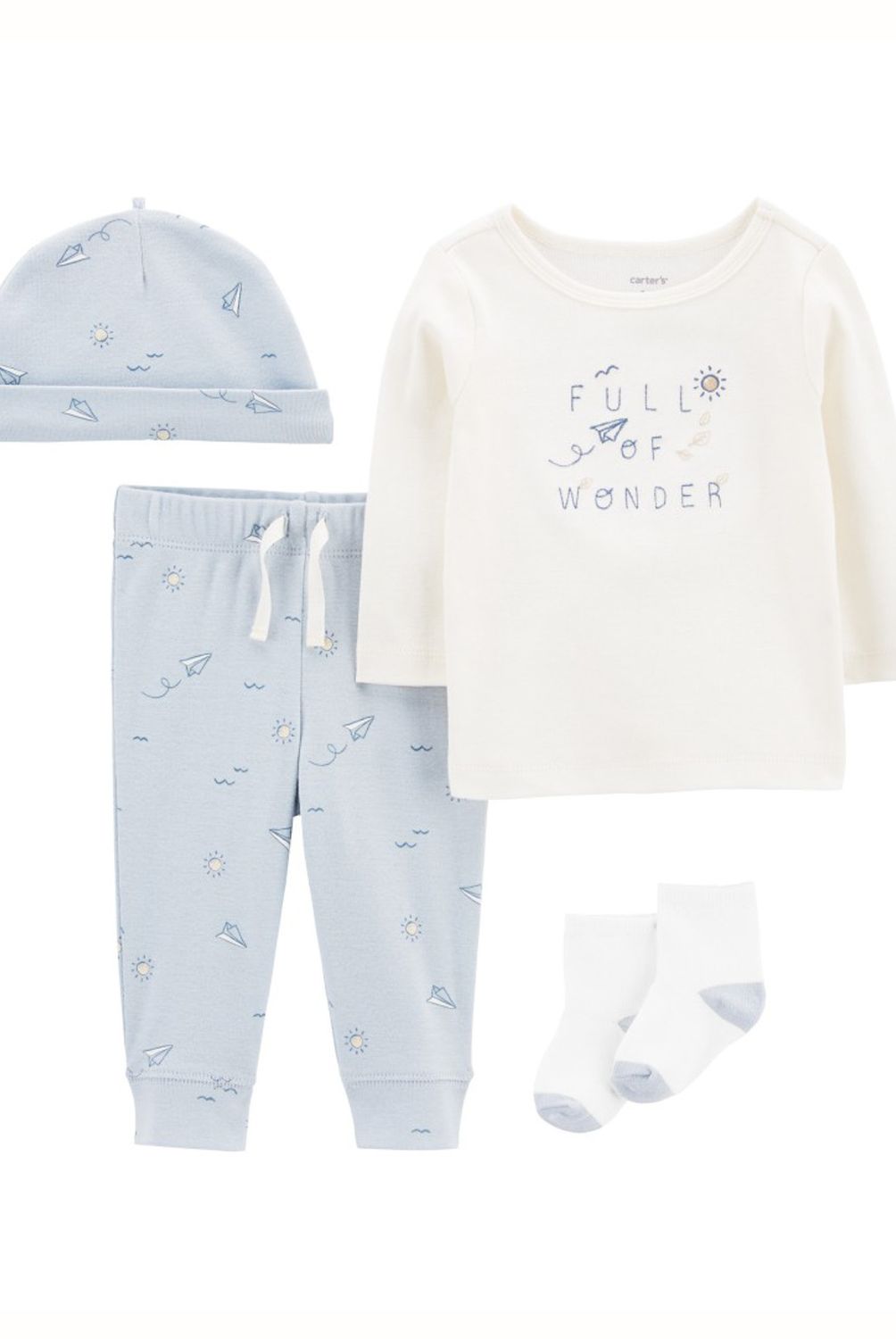 CARTER'S - Conjunto 4 Piezas Polera, Pantalón, Gorro Y Calcetines Bebé Niño Little Planet by Carter's