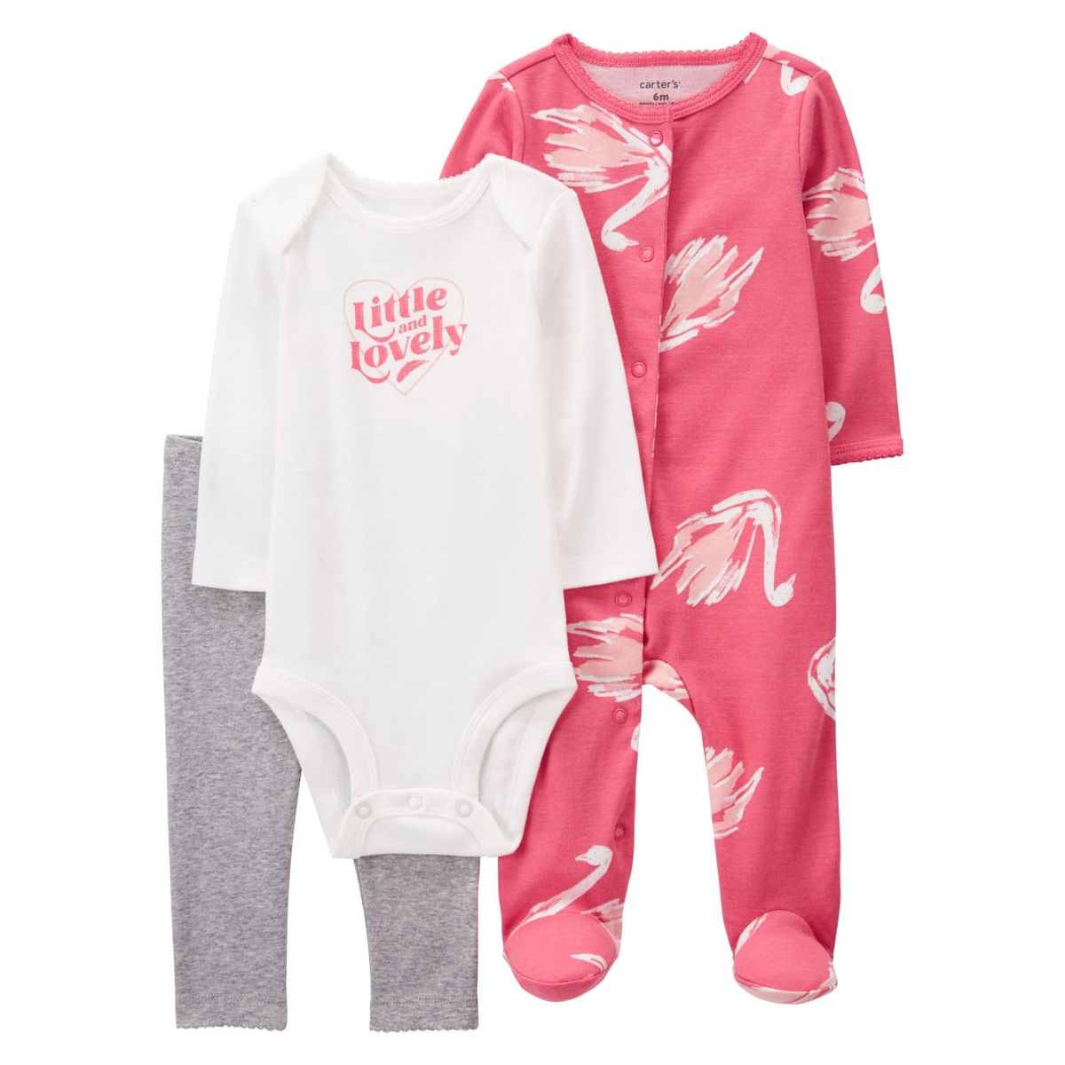 CARTER'S - Conjunto 3 Piezas Pijama, Body Y Calza Bebe Niña Carter's