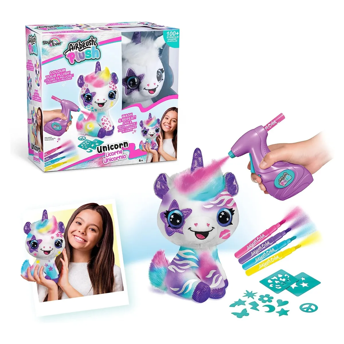 CANAL TOYS - Peluche Unicornio Personalizable con Aerógrafo Canal Toys