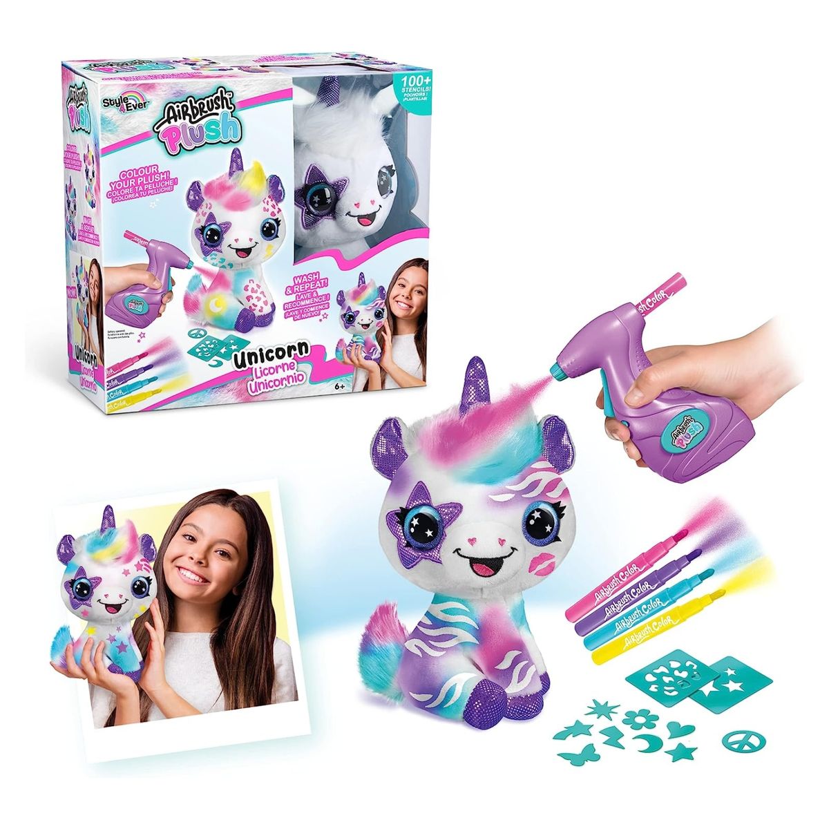 CANAL TOYS - Peluche Unicornio Personalizable con Aerógrafo Canal Toys