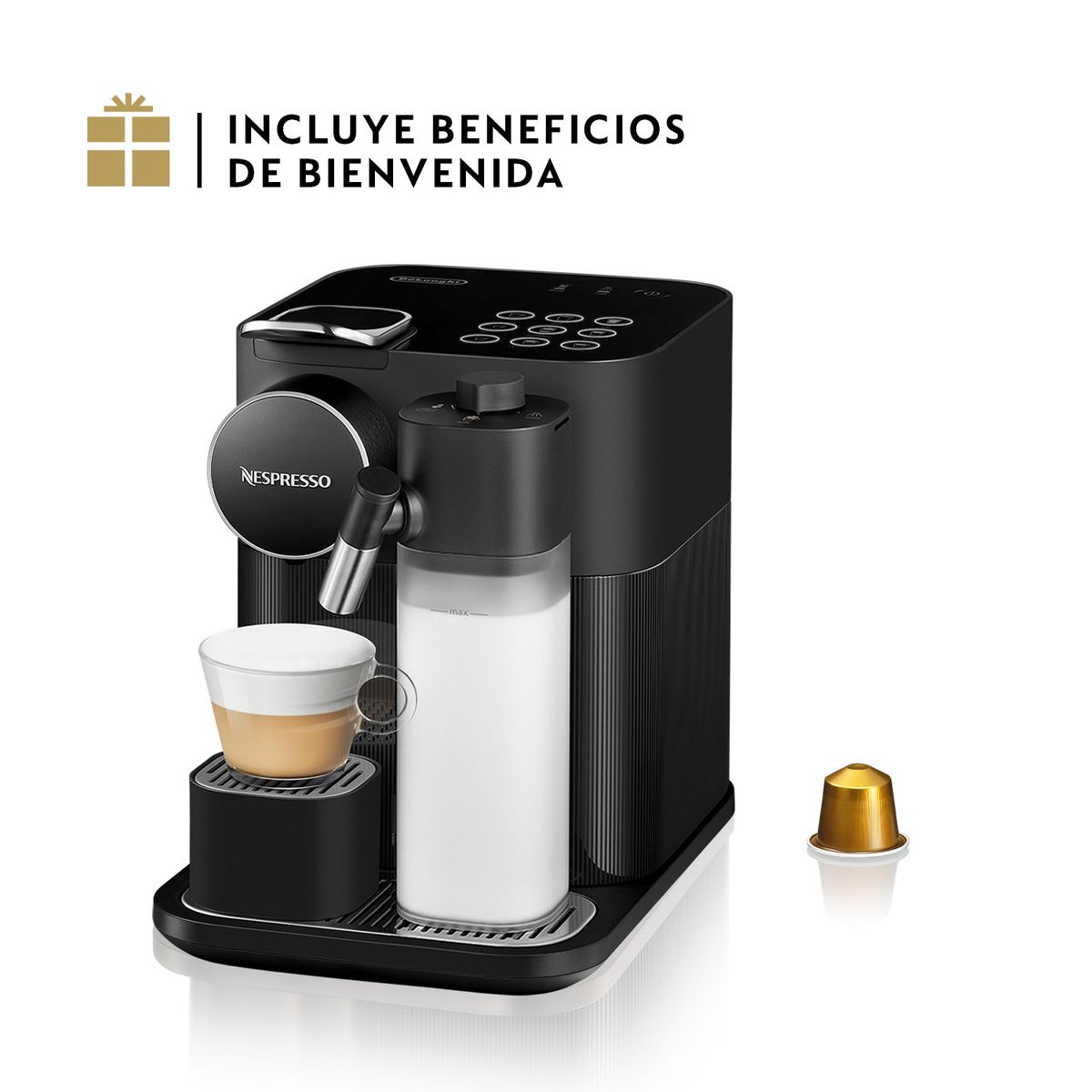 NESPRESSO - Cafetera con Cápsula Gran Lattissima Negra Nespresso
