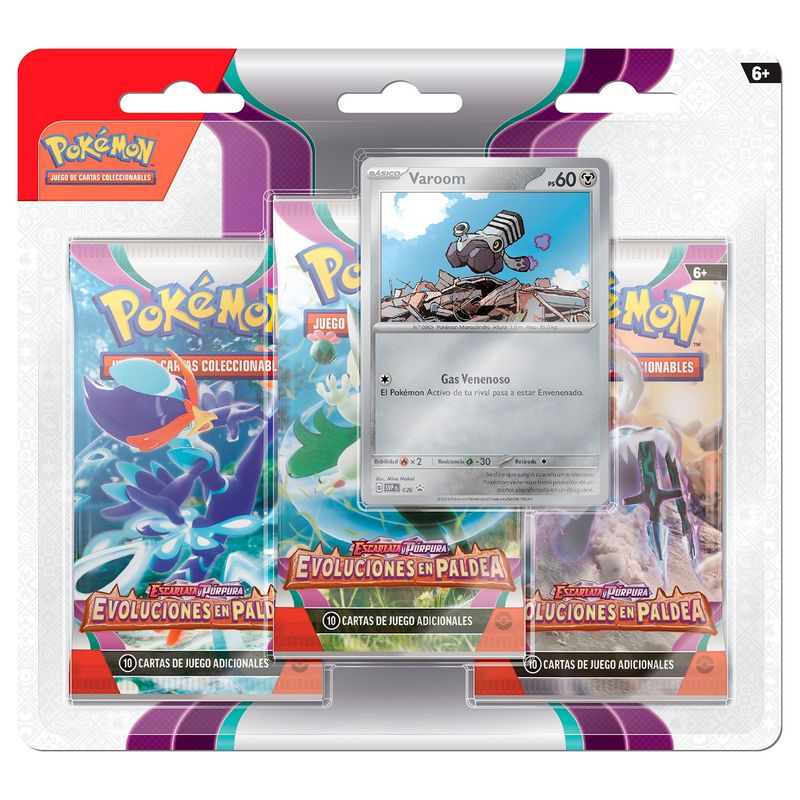 POKEMON - Varoom Paldea Evolved 3Pack y 1 Carta Promocional Cartas Pokemon