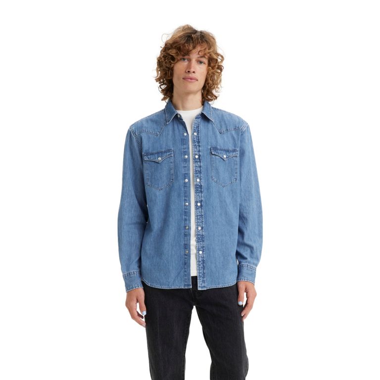 Camisa Hombre Denim Azul