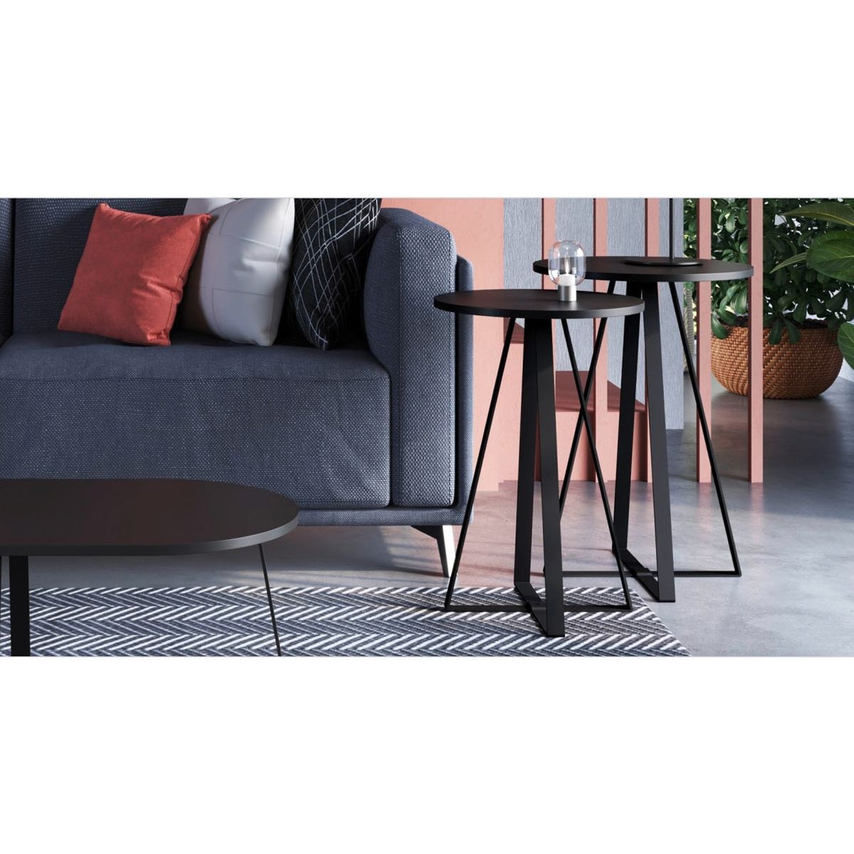 DECOCASA - Set Mesa Lateral 27939+27940 Negro Decocasa
