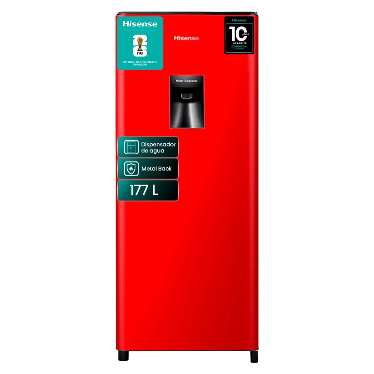 HISENSE - Refrigerador Monopuerta 177 Litros HRO179RD Rojo Hisense