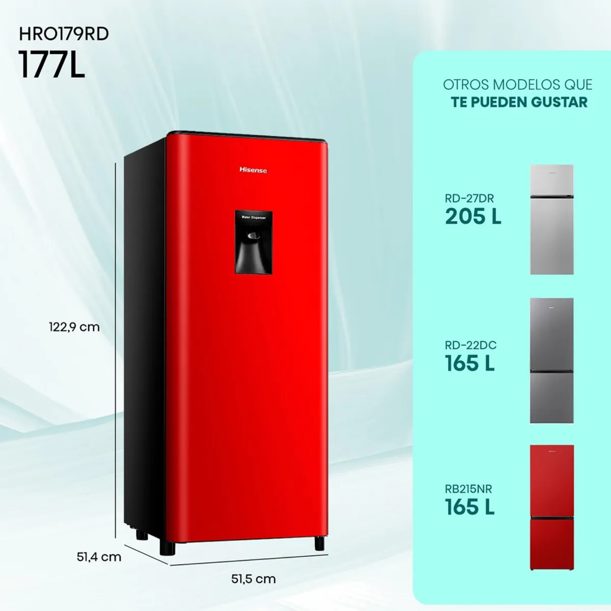 HISENSE - Refrigerador Monopuerta 177 Litros HRO179RD Rojo Hisense