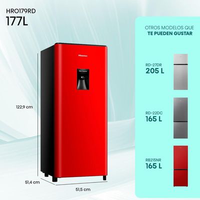 Imagen 2 del producto Refrigerador Monopuerta 177 Litros HRO179RD Rojo