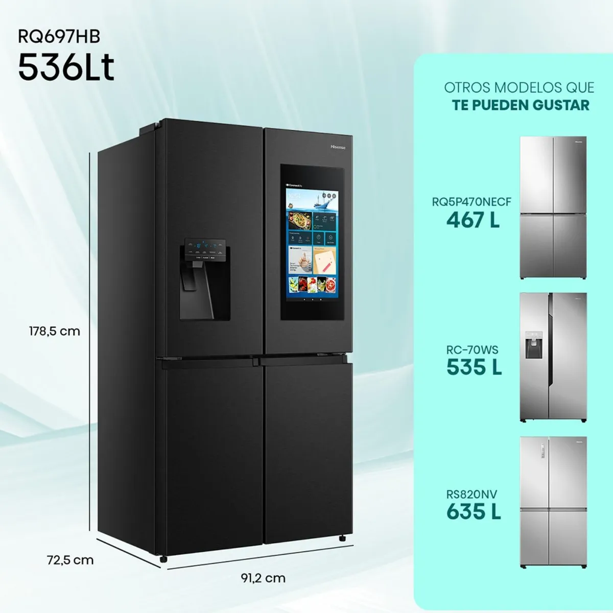 HISENSE - Refrigerador French Door 536 Litros No Frost RQ697HB Negro Hisense
