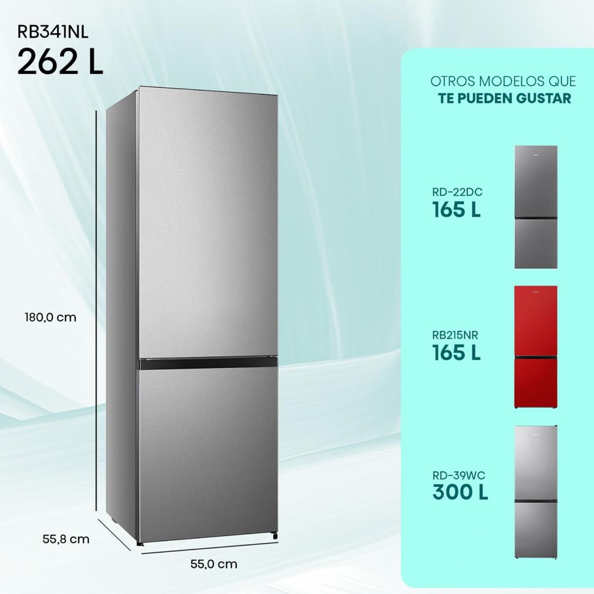HISENSE - Refrigerador Bottom Freezer 262 Litros RB341NL Gris Hisense