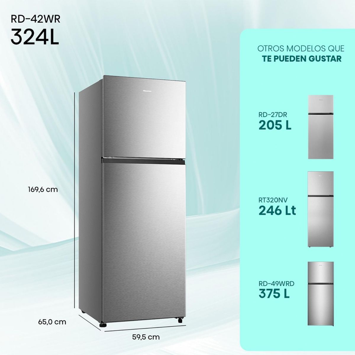 HISENSE - Refrigerador Top Mount 324 Litros No Frost RD-42WR Gris Hisense