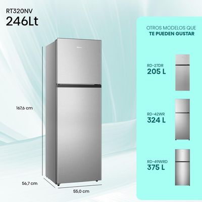 Imagen 2 del producto Refrigerador Top Mount 246 Litros RT320NV Gris