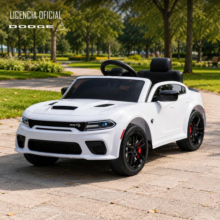 KIDSCOOL Auto a Batería Dodge Charger Srt Blanco 12V