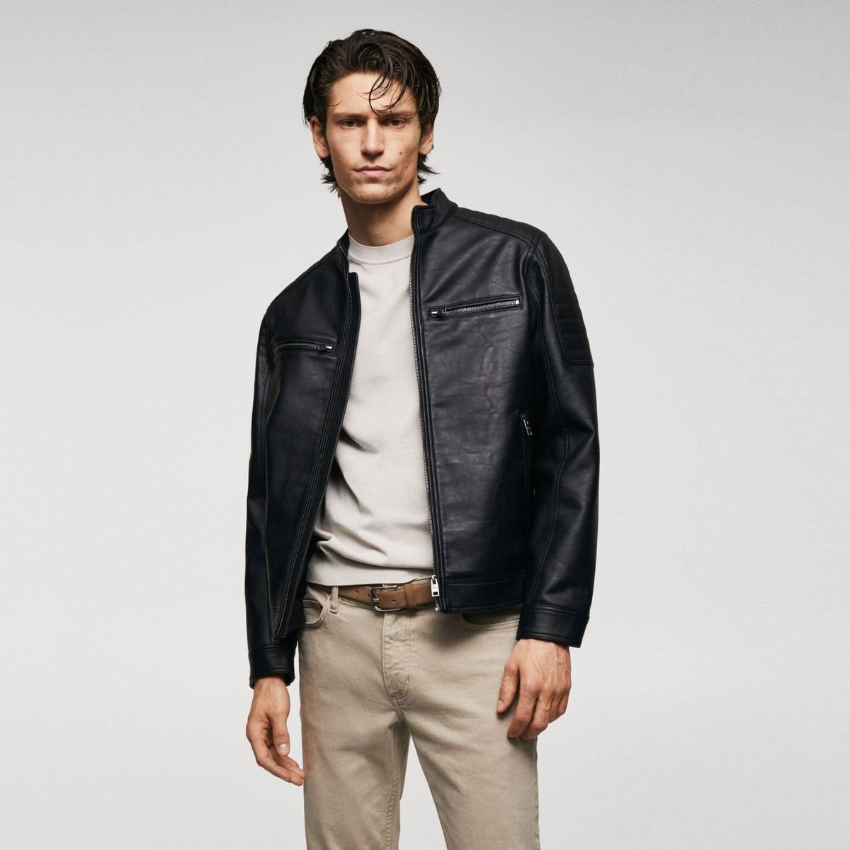 MANGO MAN - Chaqueta Efecto Piel Napa Hombre Mango Man