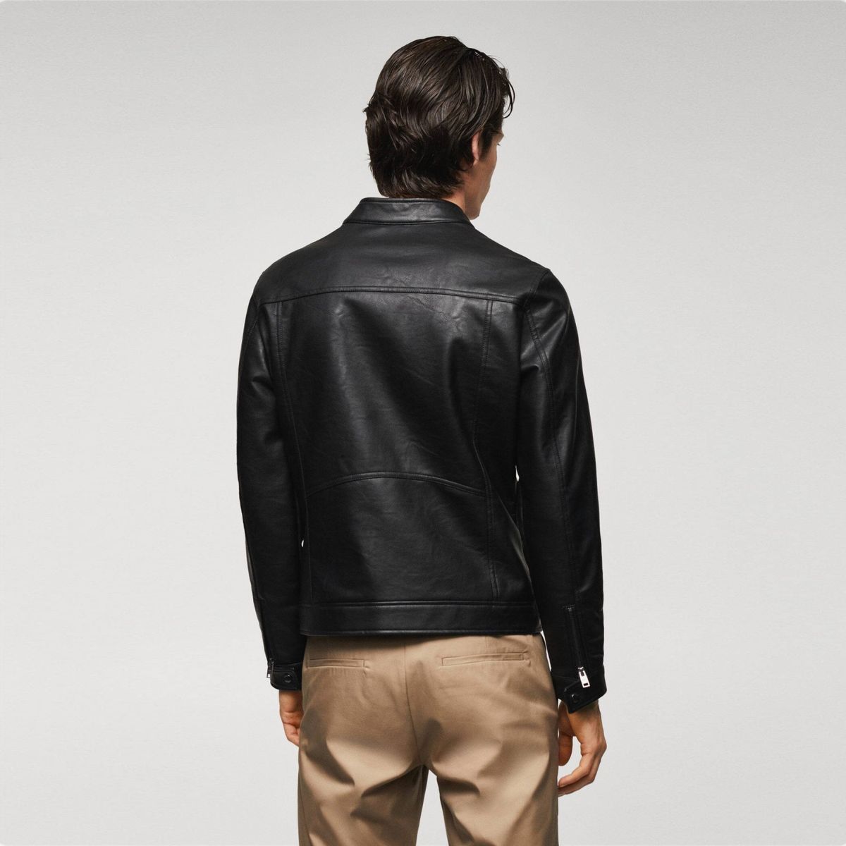 MANGO MAN - Chaqueta Efecto Piel Cremalleras Hombre Mango Man