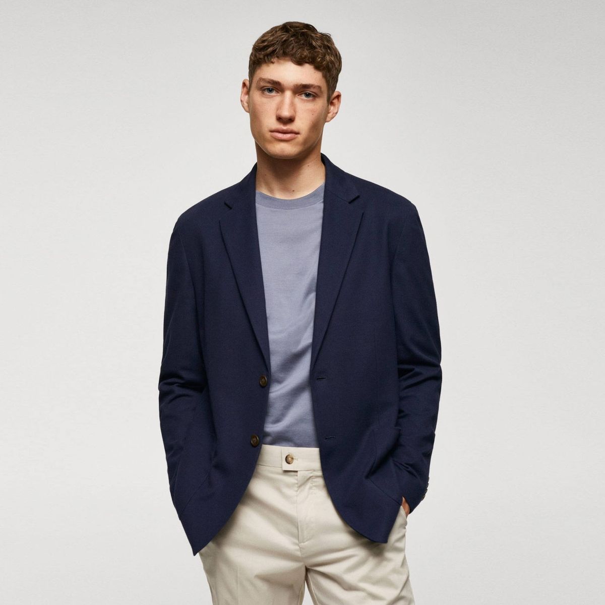 MANGO MAN - Blazer Slim Fit Algodón Estructura Hombre Mango Man