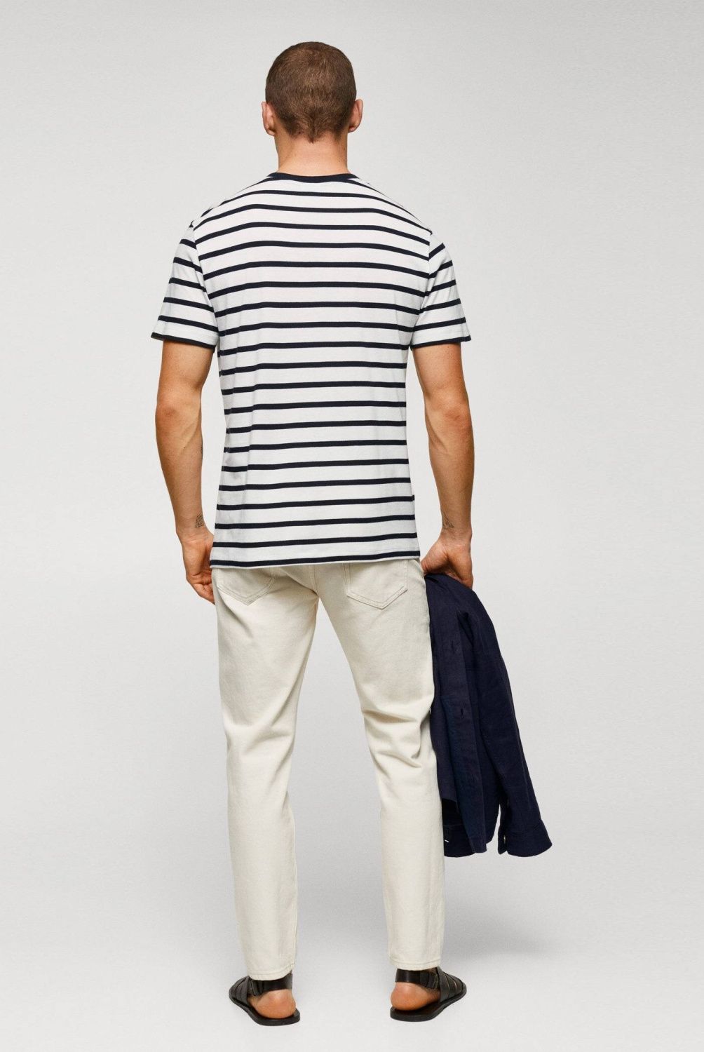 MANGO MAN - Polera Rayas Algodón-Modal Hombre Mango Man