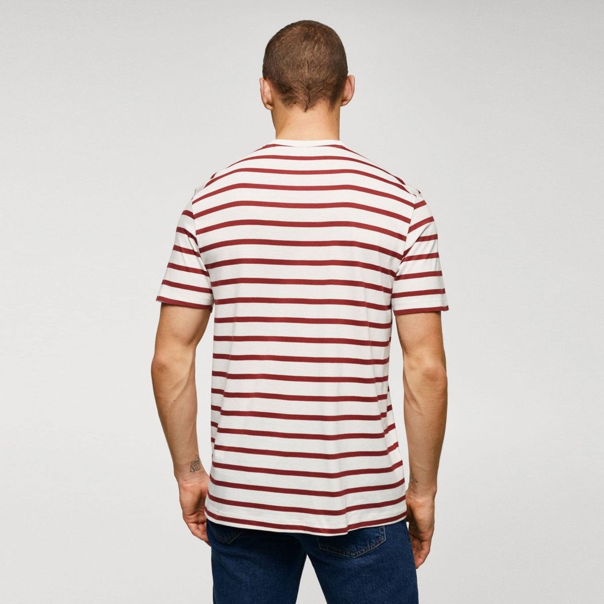 MANGO MAN - Polera Rayas Algodón-Modal Hombre Mango Man