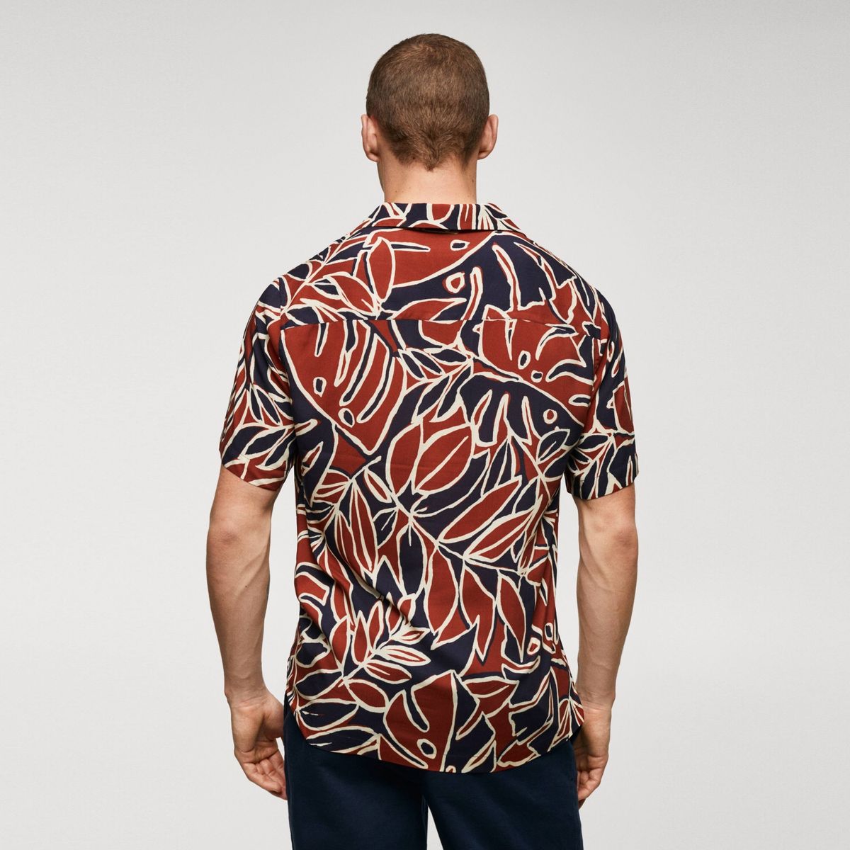 MANGO MAN - Camisa Bowling Estampado Hojas Hombre Mango Man