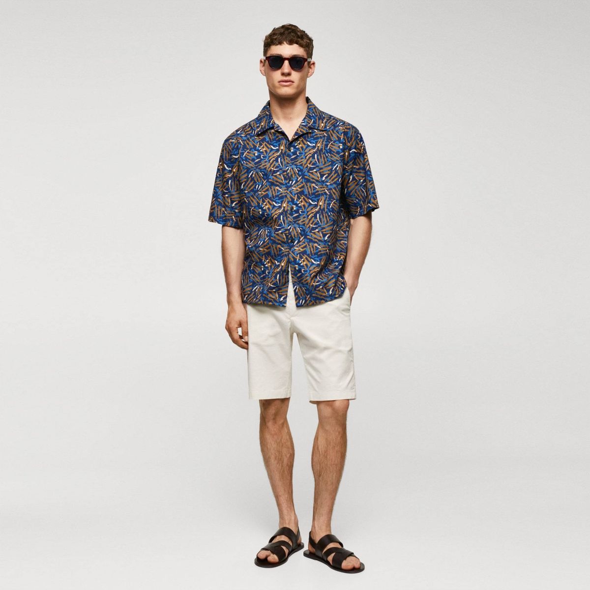MANGO MAN - Camisa Cuello Bowling 100% Algodón Hombre Mango Man