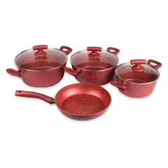 DORAL - Batería Marmoleado Rojo 7 Piezas San Remo