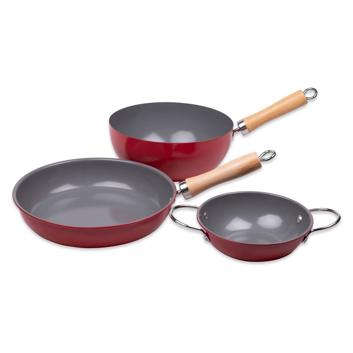 DORAL - Set Pack Paila+Sartén+Wok Rojo Family Cook Doral