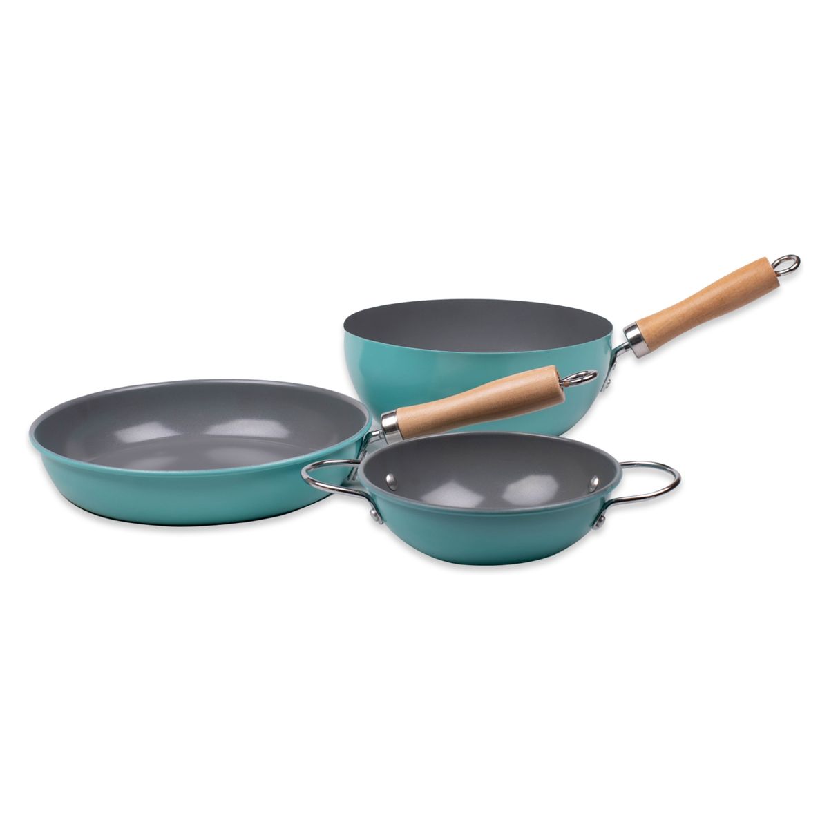 DORAL - Set Pack Paila+Sartén+Wok Turquesa Family Cook Doral