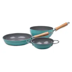 DORAL - Set Pack Paila+Sartén+Wok Turquesa Family Cook