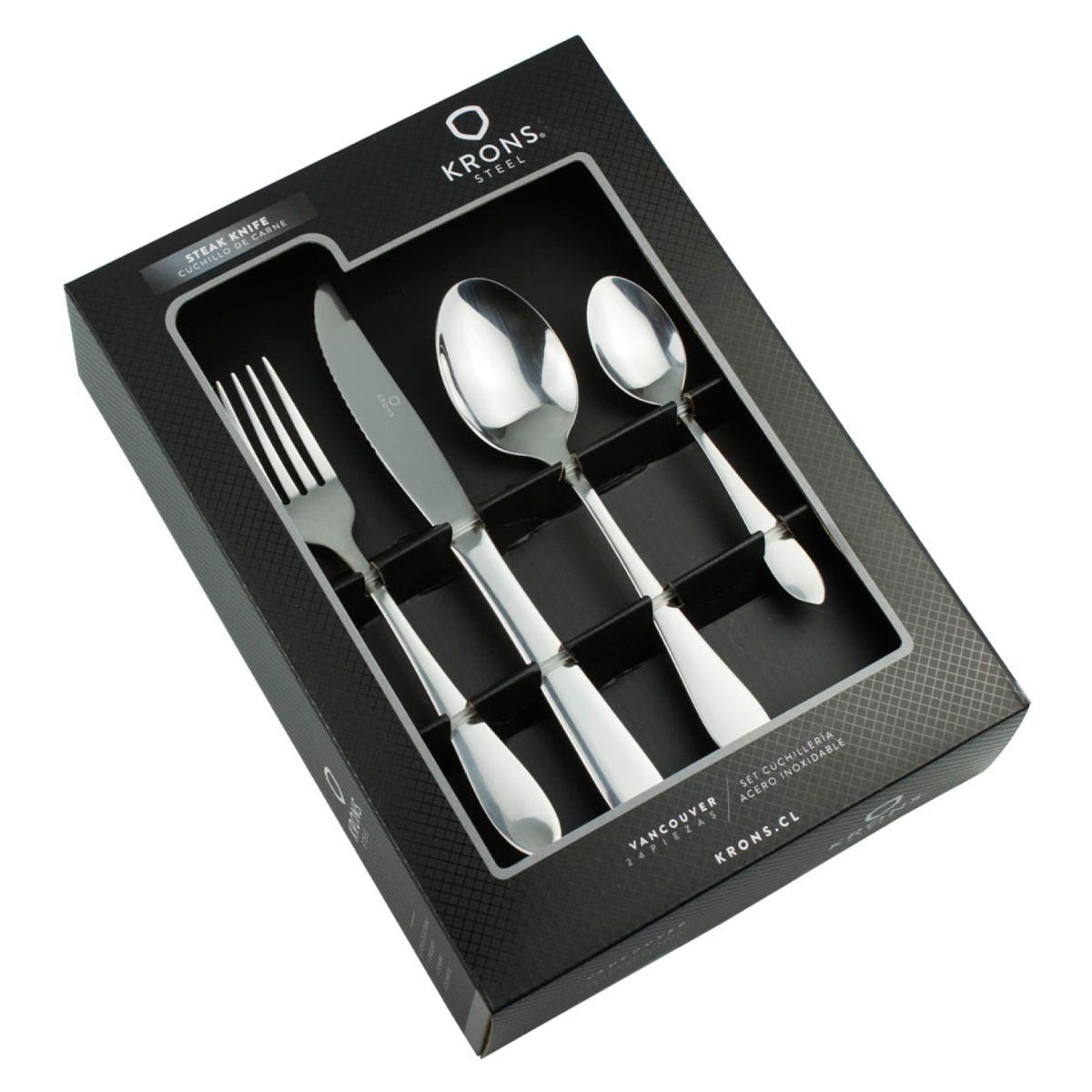 KRONS - Juego de Cubiertos 24 Piezas Vancouver Carne Krons