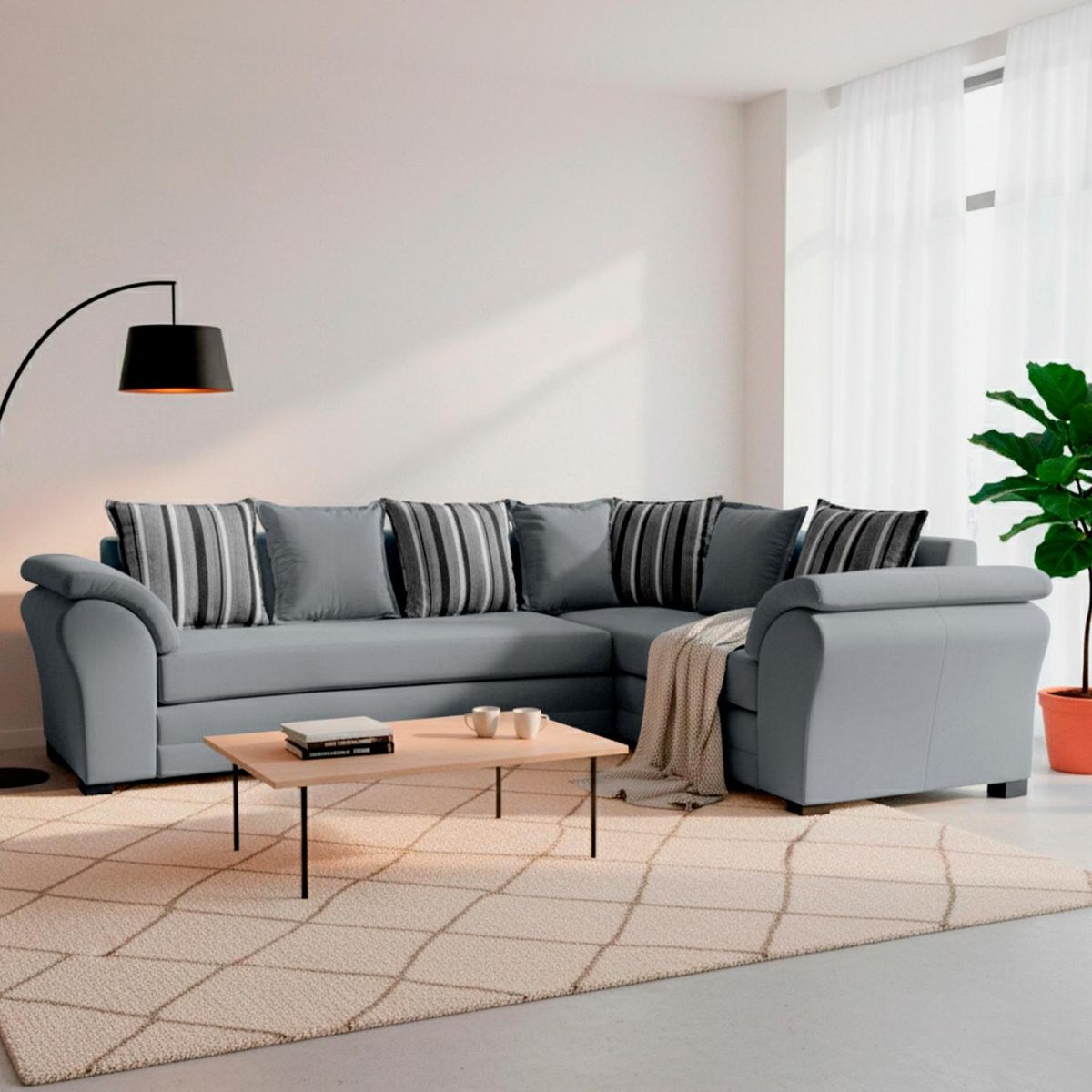 LIVING FACTORY - Sofá Seccional Derecho Felpa New Caprich Living Factory