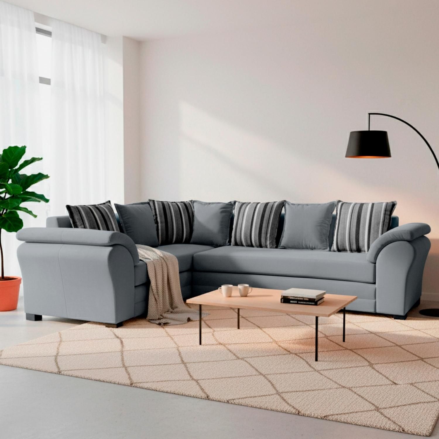 LIVING FACTORY Sofá Seccional Izquierdo Felpa New Caprich Living