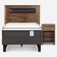 Cama Europea New Style 4 P 1 Plaza + Respaldo + Velador