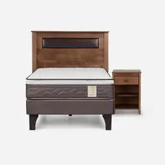 ROSEN - Cama Europea New Style 4 P 1 Plaza + Respaldo + Velador