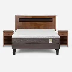 ROSEN - Cama Europea New Style 4 P 2 Plazas + Respaldo + 2 Veladores