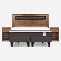 Cama Europea New Style 4 P 2 Plazas + Respaldo + 2 Veladores