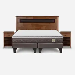 ROSEN - Cama Europea New Style 4 P 2 Plazas + Respaldo + 2 Veladores