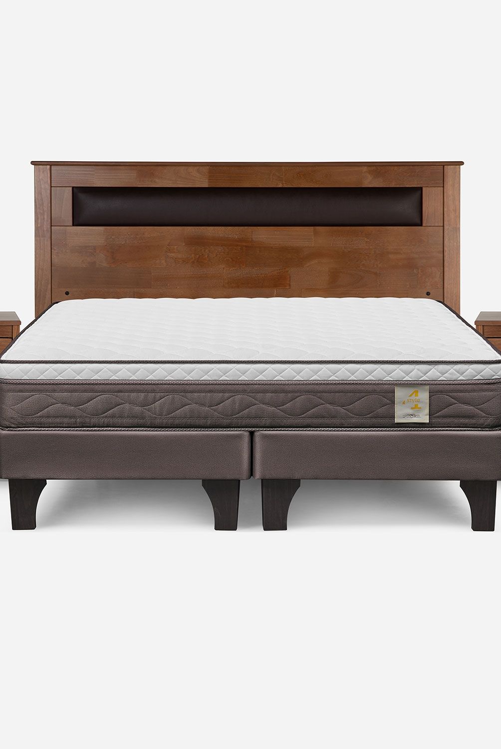 ROSEN - Cama Europea New Style 4 P King + Respaldo + 2 Veladores Rosen