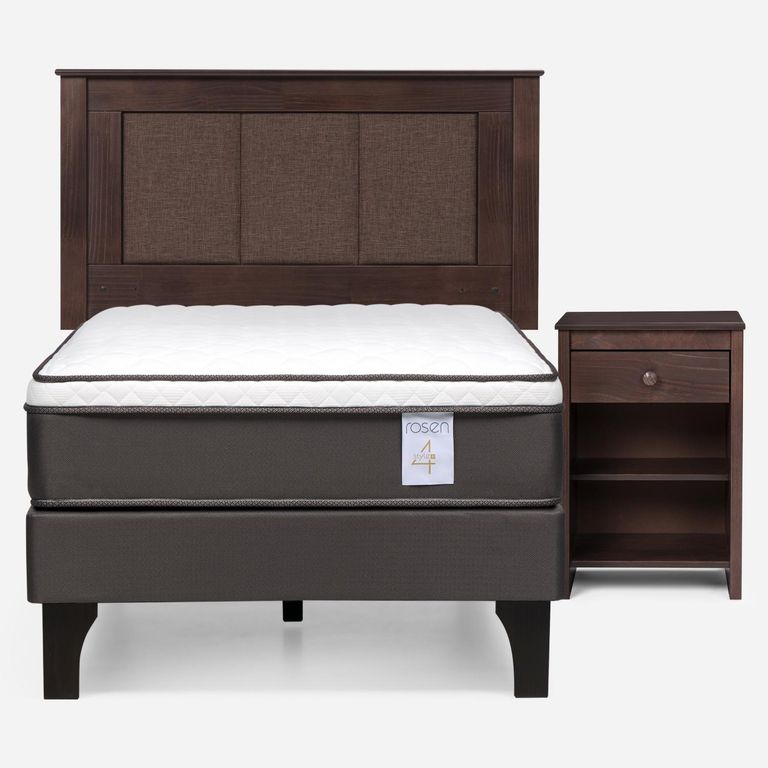 Cama Europea New Style 4 Plus Plus 1.5 Plazas x 2.00 mt + Respaldo + 1 Velador