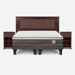 ROSEN - Cama Europea New Style 4 P 2 Plazas + Respaldo + 2 Veladores