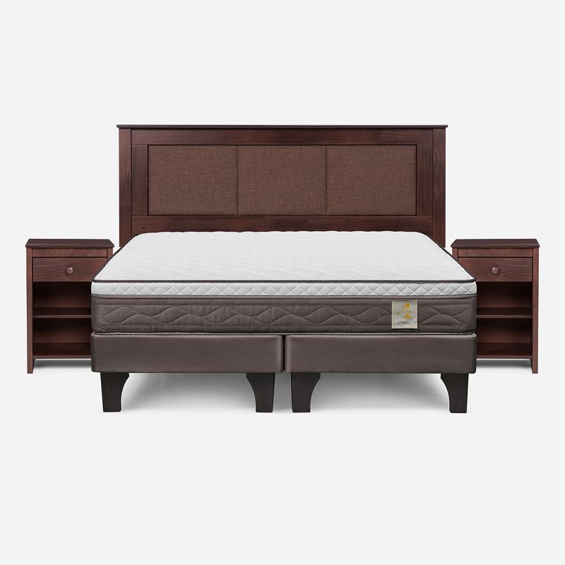 ROSEN - Cama Europea New Style 4 P King + Respaldo + Velador Rosen