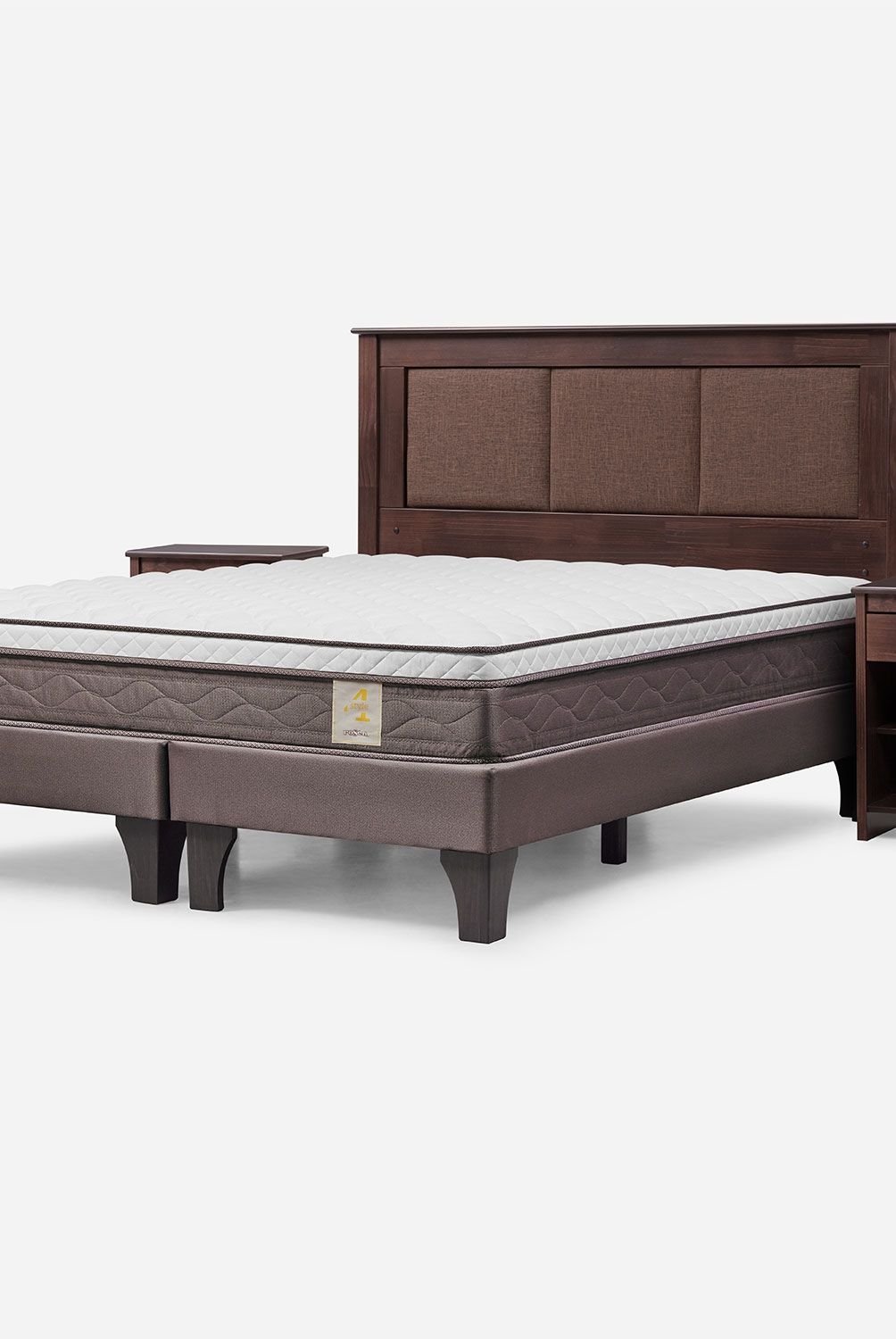 ROSEN - Cama Europea New Style 4 P King + Respaldo + Velador Rosen